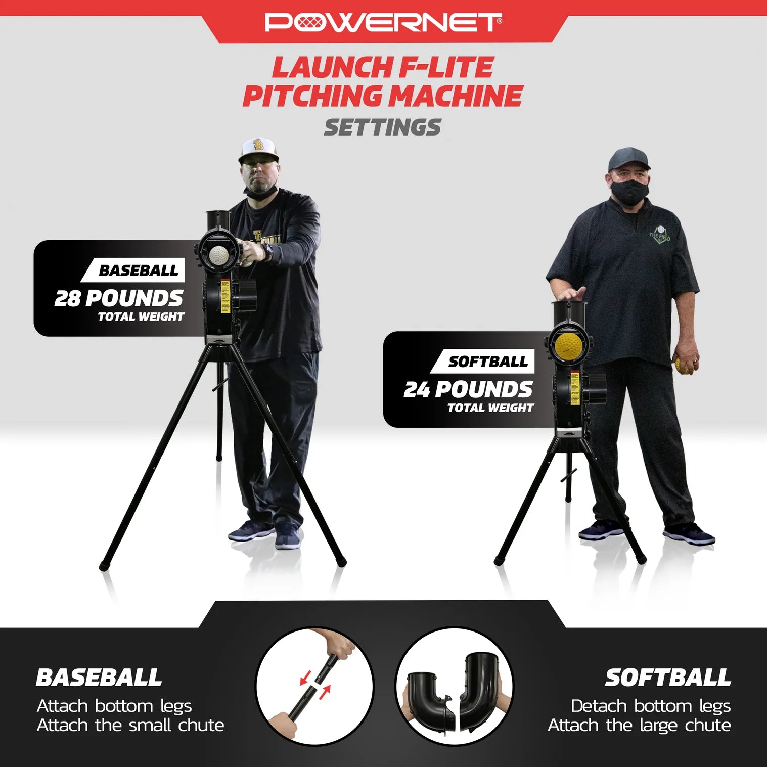 PowerNet Launch F-Lite Baseball & Softball Pitching Machine
