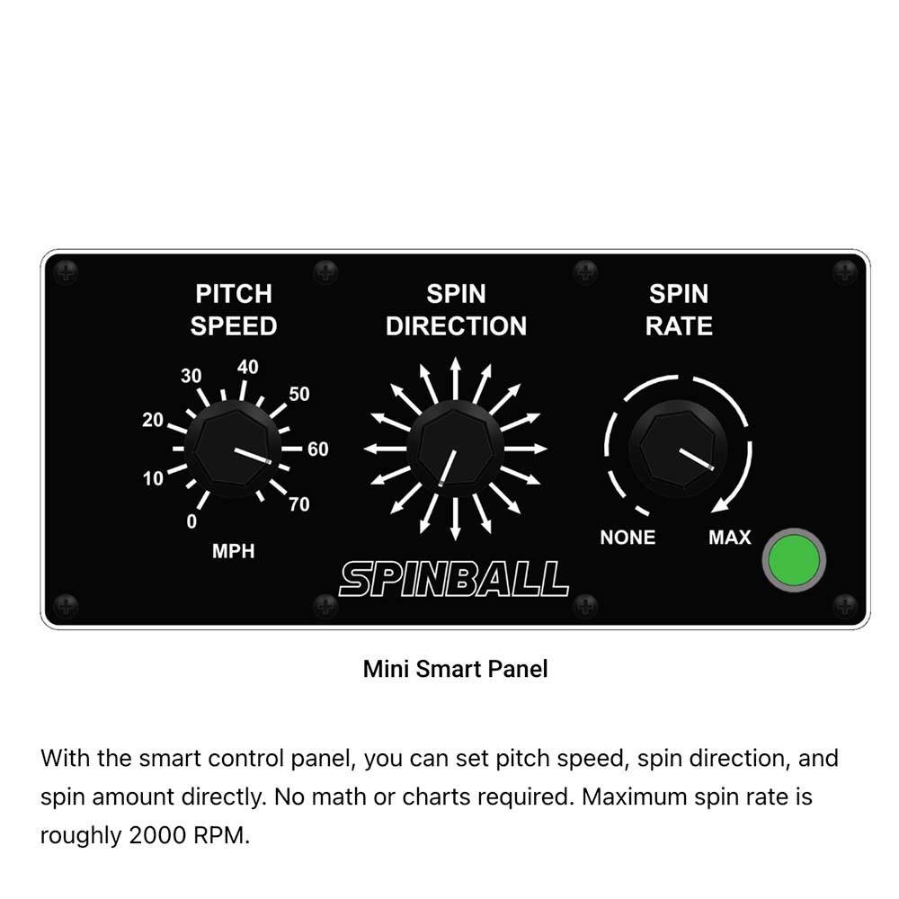 Spinball Three Wheel Mini Smart Panel Combo XL Baseball and Softball Pitching Machine